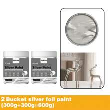Gold Foil & Silver Foil Paint, 180g/300g Various Specifications, Water-Based , Suitable For Indoor And Outdoor, Metal, Wood Surfaces, Containing & Silver Powder