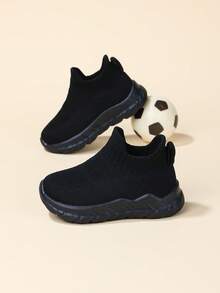 1 Pair Infant Breathable Striped Anti-Slip Fabric Slip-On Sneakers, All Season - Black - View 4