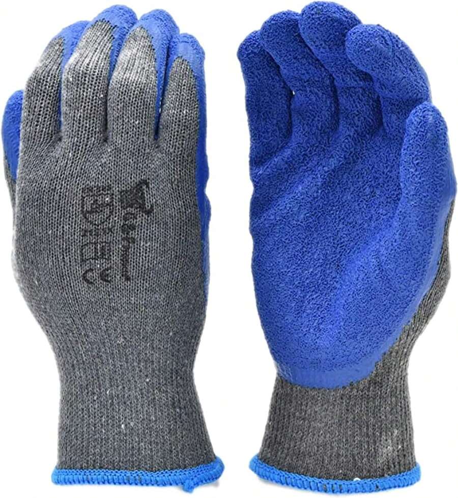 G &Amp; F Products 12 Pairs X-Large Rubber Latex Double Coated Work Gloves For Construction, Gardening Gloves, Heavy Duty Cotton Blend,3100XL,Blue - Small (Pack of 120) - 查看 1