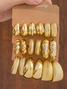 6-18 pièces Ensemble de boucles d'oreilles pendantes en forme de larme à bordures torsadées et rayées de très grande taille