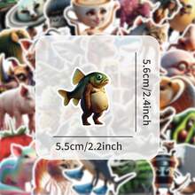 50/100pcsTung Tung Sahur Desktop Decoration Stickers, Italian Brainrot Tralalero Tralala Shark In Sneakers Statue Creative And Interesting Sticker Patterns - Lime Green - View 2