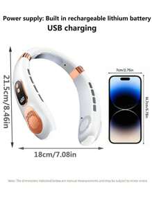 USB Rechargeable Portable Necklace Fan, 5-Speed Adjustable, LED Night Light For Emergency Lighting, Must-Have For Fast Cooling In Summer, Suitable For Home, Travel, Outdoor Sports, Beach Vacation