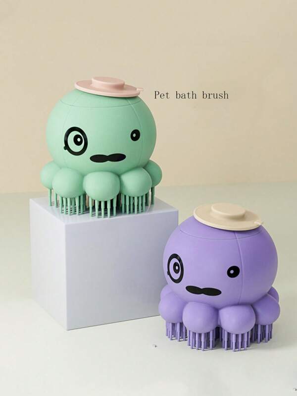 1pc New Pet Shower Brush With Shampoo, Dog Bathing Tool, Cat Silicone Grooming Massage Brush