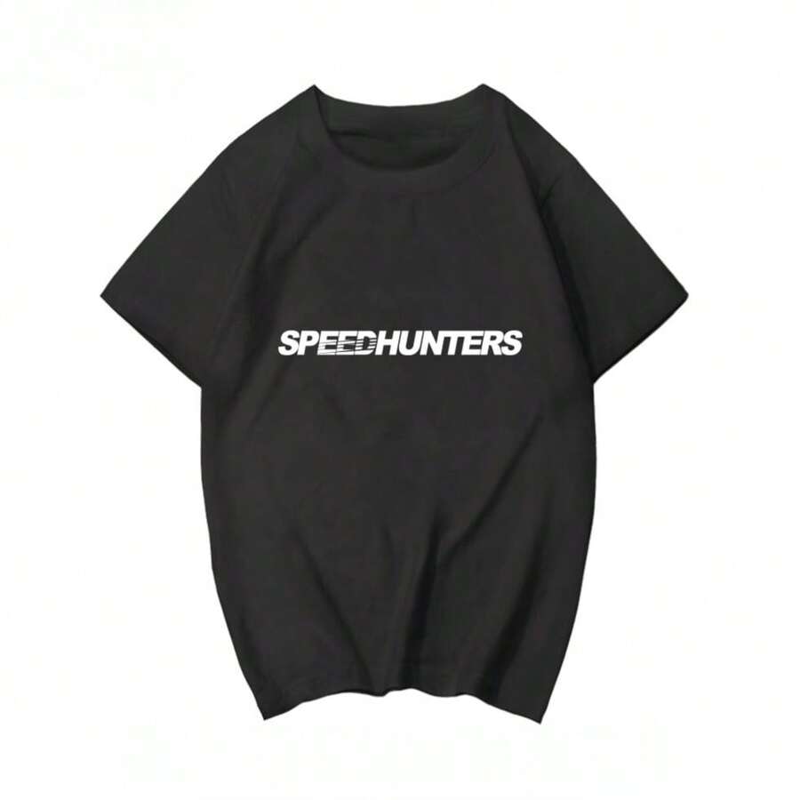 Fashion-SPEEDHUNTERSS Modified Car Player Pose Print Graphic T-Shirt Breathable And Sweat Absorbing Motorcycle T-Shirt Men's Clothing - màu đen - Xem 1