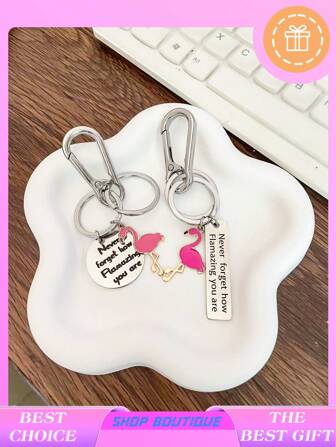The Latest Stainless Steel Flamingo Keychain, Simple And Personalized Key Chain, Backpack Car Pendant, Festival Gift, Inspiring Gift Car Accessories Bag Charm Backpack For School