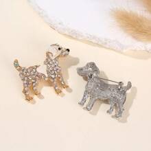 1 pieza Broche de perro con piedras de colores de aleación de zinc brillante y creativo, pasador de solapa minimalista y de moda para traje/abrigo, mochila unisex para la escuela