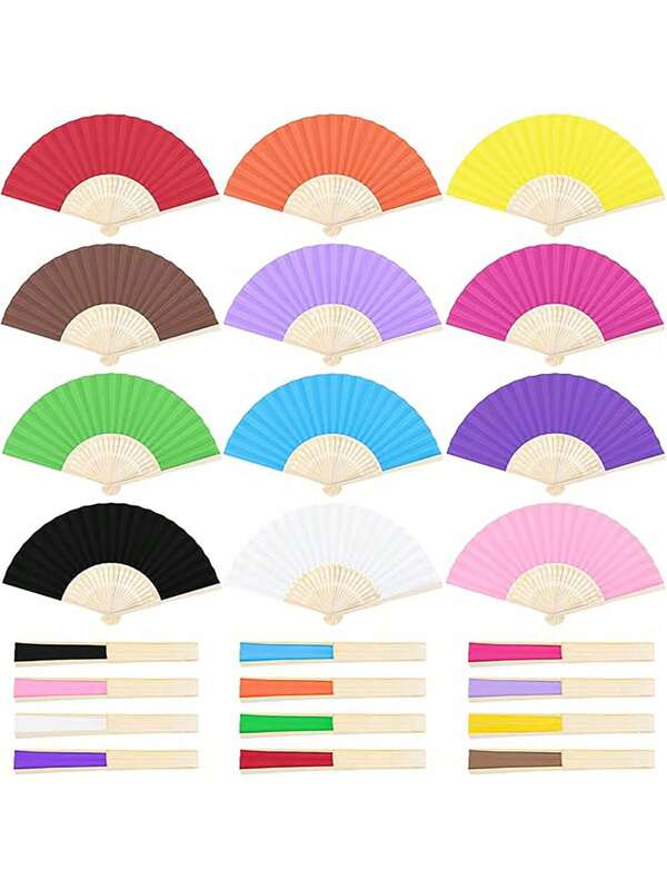 1/10/20/30 pièces d'éventails en papier pliants à main, éventail pliant multicolore, éventail de couleur unie, éventail pliant DIY, pour se vêtir, cadeau d'église et de mariage, parfait pour les fêtes et événements