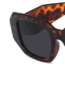 نظارة بإطار بني بطبعة نمر بشكل متعدد الأضلاع بطراز رجعي، مناسبة للتصوير الشارعي والقيادة والسفر والاستخدام اليومي