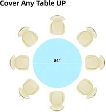 (12-Pack Heavy Duty Plastic Table Covers Tablecloth (Reusable) (Round 84", Light Blue) - Blue - View 6