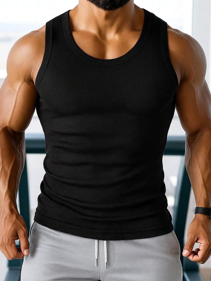 1 件男士运动背心，时尚户外健身速干无袖 T 恤 - 彩色 - 查看 1