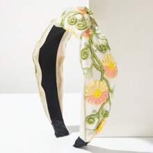 Diadema con bordado floral de estilo bohemio retro 2025, accesorio versátil y ligero de lujo para mujeres, diadema para el cabello, accesorios para el cabello, aro para el cabello