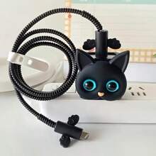 Cute Cat Design Charger Protector, Data Cable Protector, Cord Organizer, Fast Charging Head Anti-Bending Cable Winder, Great Gift For Boyfriend/Girlfriend Charger Accessories, Phone Accessories