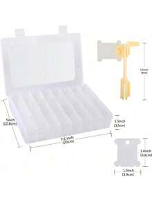 Embroidery Floss Organizer – Cross Stitch Thread Storage Box With Bobbin Winder, 1 Removable Tray With 24 Compartments, 40 Hard Plastic Floss Bobbins And Stickers For Craft DIY Embroidery Sewing Storage - White - View 2