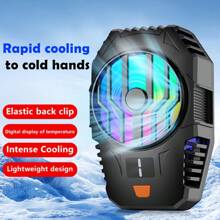 Enfriador de teléfono con pantalla de temperatura, ventilador de enfriamiento para teléfonos de juegos, diseño de clip trasero con iluminación RGB, ventilador portátil y ligero con placa de hielo para teléfonos