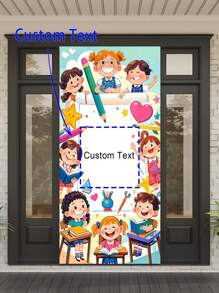1 pieza Cortina de entrada con tema de vuelta al colegio - Texto personalizable, tela de poliéster, área central en blanco para bendiciones o nombres escritos a mano, adecuada para puertas principales y fondos fotográficos, pancarta decorativa para el hogar/escuela, fiestas de cumpleaños, eventos escolares, multifuncional, duradera, ornamental, reutilizable, exquisita, elegante, de alta calidad, colorida, moderna, personalizada, única, regalo ideal para él, regalo ideal para ella, novio, papá, novia, mamá, familia, amigos, salón de té, hogar, jardín, oficina, para aniversarios, para el Día de San Valentín, para el Día de la Madre, para cumpleaños, para el Día del Padre, para graduaciones, para bodas, para inauguración de casa