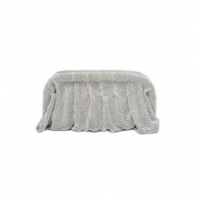 Shiny Rhinestone Metallic Mesh Cloud Shaped Clutch Bag, Pleated Chain Shoulder/Hand Bag For Party/Evening, Suitable For Women - Silver - View 1