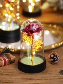 1 Stück buntes Rosenblumen-Nachtlicht für die Heimdekoration, goldene Folienrosenlampe mit Abdeckung, Nachtlicht für die Inneneinrichtung, Lichter für Hochzeitspartys und Heiratsanträge, perfektes Geschenk für Mädchen und Partner, Schlafzimmer-Dekor-Nachtlampen, Babyzimmer-Nachtlicht