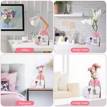 定制个性化亚克力心形花瓶，印有温馨文字和可爱元素照片，姐妹生日礼物创意，送给妈妈、女朋友的礼物，装饰性亚克力花瓶 - 彩色 - 查看 3