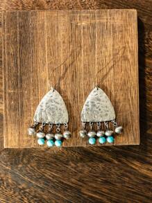 1 Paar Vintage Türkis Tropfen Ohrringe im Boho-Stil, Cut Out Troddel Hängeohrringe