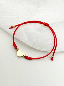 Mazuer 1 pieza Pulsera de cuerda roja con forma de corazón y diseño minimalista con temática de playa de verano y vintage para mujer, diseño versátil para citas, regalos bohemios, festivales, fiestas, uso diario y vacaciones