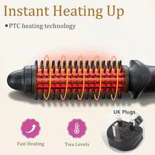 A Professional 3-In-1 Ionic Hair Styling Tool, Curling Iron And Straightening Iron, Hot Curling Iron Brush, 1in Size, Double Heat Setting (160°C/180°C), Ergonomic Handle, No Damage | Unisex Mini Curling Iron, Suitable For All Hair Types - UK Plug(220-240V) - View 3