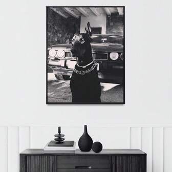 1 Pc Luxury Doberman Wall Art, Luxury Fashion Poster, Black And White, Room Decor, Dog Wall Art, Fashion Printed Fashionable Room Decor Wall Arts Living Room Decor Office Decor Bedroom Decor Kitchen Decor Bathroom Decor Wall Decor Home Decor Posters Unframed