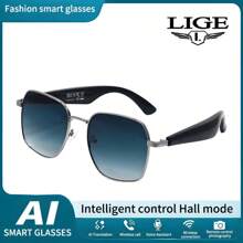 LIGE's New Casual Smart Bluetooth Glasses 55mAh MAh Capacity Battery Bluetooth Call/Music Playback/Voice Assistant/Remote Control Photography/AI Translation, Wind And Sandproof Fashion Multifunctional Smart Glasses For Women Every Day, Travel, Wear