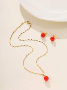 Conjunto de 3 Peças de Joias Minimalistas na Moda Versátil para Transporte, Colar, Gargantilha e Brincos de Pérola Falsa para Mulheres
