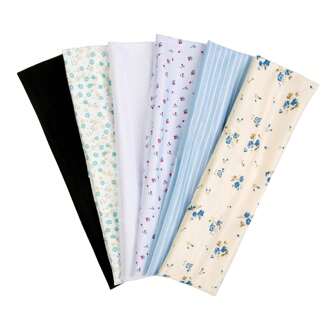 6 pièces/paquet Bandanas pour femmes, imprimés fleuris, rayés et en forme de cœur. Accessoires de cheveux minimalistes et , bandeaux pour femmes et sport