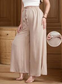 Maternity Summer Casual Solid Color Wide Leg Pants