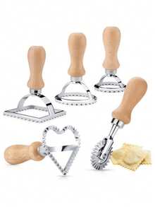 Ravioli Stamp Maker Cutter With Roller Wheel, Wooden Handle And Fluted Edge, For Ravioli, Pasta, Dumplings Lasagna - Multicolor - View 7