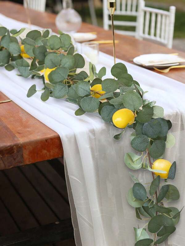 1 peça de guirlanda/trepadeira artificial vibrante de limão com folhas verdes de eucalipto e plantas artificiais de limão amarelo, simulação de trepadeira de limão multifuncional de plástico faça você mesmo, adequada para festas de fim de ano, jardins ao ar livre, lareiras, pátios, decorações de casamento, decoração de casa sazonal, flores artificiais | Presente de Natal