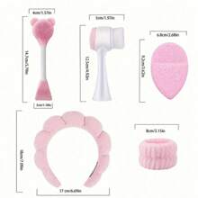 5pcs Headband For Washing Face Wristband Set Sponge Makeup Skincare Headband Terry Cloth Bubble Soft Get Ready Hairband Women Girl Puffy Padded Headwear Non Slip Thick Hair Accessory Back To School