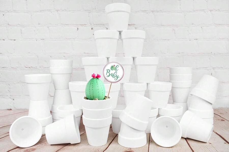 40 Pcs White Terracotta Pot - 2.5 Inch Mini Clay Pots With Drainage Holes Flower Nursery Terra Cotta Pots For Succulent Plants, Crafts, Wedding Baby Shower Favor - Multicolor - View 1