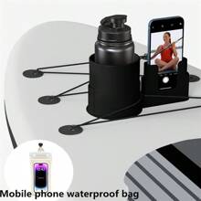 1 szt. Deska do pływania na stojąco z kubkiem, uchwyt na telefon komórkowy, uchwyt do przechowywania, uchwyt na napoje do deski do pływania na stojąco, niezbędne akcesoria plażowe, akcesoria plażowe, materac do pływania w basenie