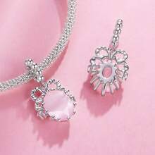 WOSTU 1 pieza Colgante lindo de lazo de plata de ley 925, colgante de tacones altos de cerezo rosa, colgante adorable para mujer, apto para collar, pulsera, joyería de moda, regalo