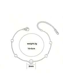 1 件时尚不锈钢 Y2K 手链套装，编织绳首饰套装，适合女性日常佩戴，个性化女士时尚夏季首饰，防水海滩度假时尚首饰 - 銀色 - 查看 3