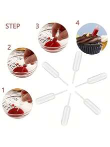 Cupcakes Pipettes, 50PCS 4ml Clear Plastic Transfer Liquid Dropper Pipettes, Suitable For Chocolate Or Strawberries Cupcakes, Ice Cream, Mini Cakes, Waffles, Children's Painting, Kitchen Supplies - long shape - View 4