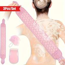 Set de 3 piezas para exfoliación en el baño, que incluye esponja de baño, guantes de baño, toalla exfoliante, cepillo para la espalda, para spa, masaje y exfoliación corporal, accesorios de baño para exfoliación