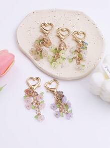 1 Stück neuer eleganter, simpler Lilien-Blumen Schlüsselanhänger mit Perlen, stilvoller Lilien-Blumen Anhänger, geeignet als Geschenk für Familie und Freunde, Schlüsselring, Taschenbaumler, Autoaccessoires, Rucksack für die Schule