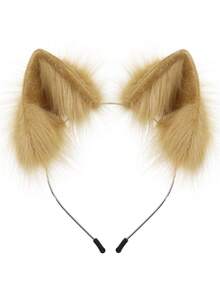 Handmade Faux Fur Animal Ears Headband Furry Cat Fox Ear Hairhoop Headwear Costume Accessory For Cosplay Masquerade