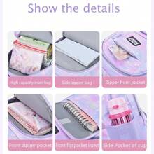 Set de 3 mochilas de mujer con efecto degradado y diamantes, mochilas escolares ligeras