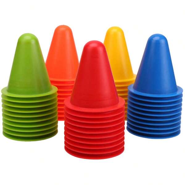 10pcs Round Head Roller Skating Road Barrier 8cm Training Obstacle Limit Board Footprint Road Barrier Cone Practice Poles