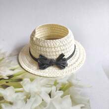 (Hat Only) New 17cm Elegant Graceful Vacation Straw Hat, Labobo Headwear With Open Ear Design, LBB Toppers For Party, Versatile Hat