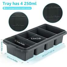 Silicone Freezer Tray With Lid - Silicone Freezer Food Molds- Large Ice Cube Tray,Silicone Freezer Container,Freeze & Store Soup, Sauce, Broth,Leftovers - Makes 4 Perfect 1 Cup - 2 Gói-Đen mờ Xám - Xem 7