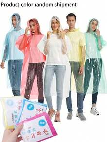 1/5/8/12pcs Disposable Unisex Rain Ponchos, Compact Portable Adult Raincoats, Suitable For Outdoor Camping, Hiking, Cycling, Sports Waterproof Rainwear, Travel Essentials (Packaging Letter & Color Random) Insulation, Galentines, Puppy, Carnival,Spring Summer Picks,Brides Maid Gifts,Room,Bedroom Deccor,Bedroom Deccor,Beach,Travel,For Men,For Women,Vacation - Multicolor - View 7