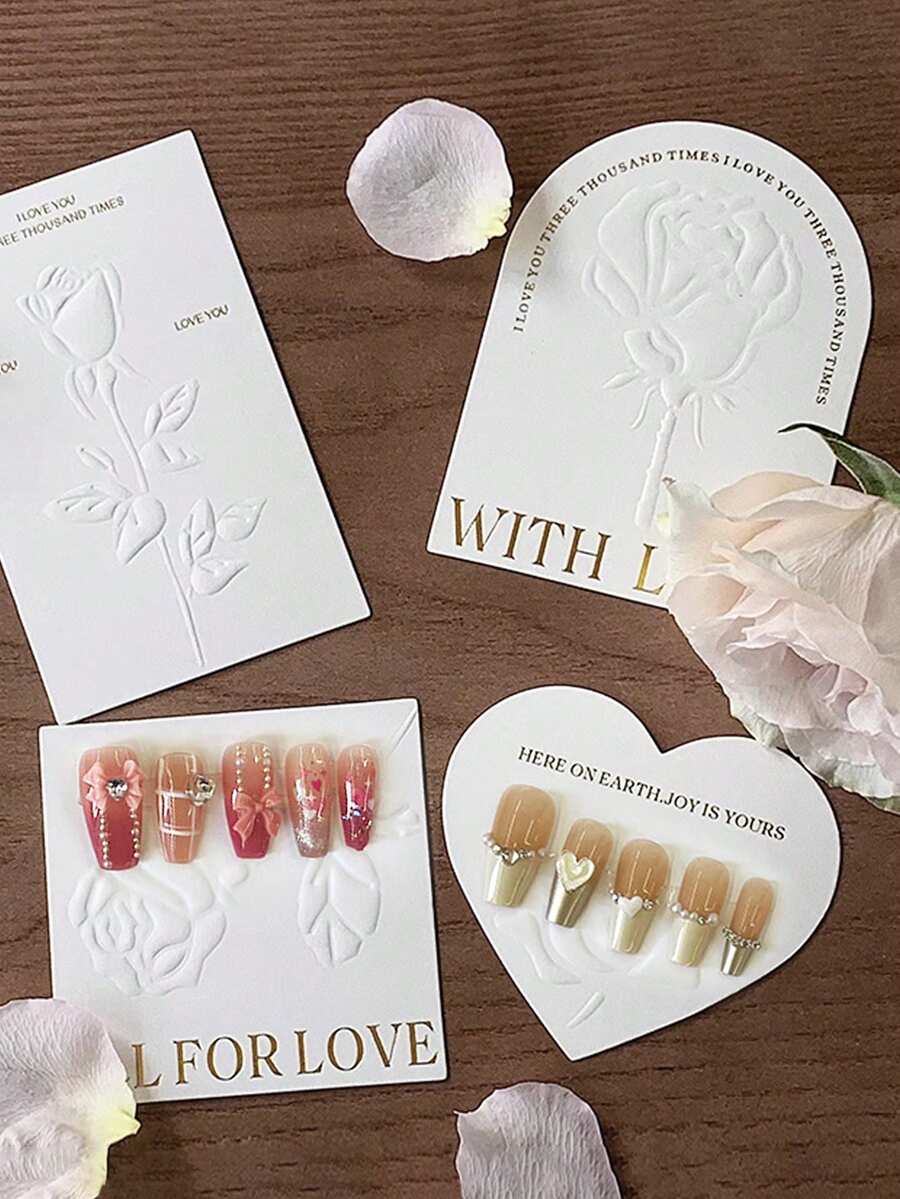 Beautizon Nailartlab 5pcs 3D Rose Nail Display Cards, Nail Art Props Display Stand, Rose Nail Photography Backdrop Props, Nail Salon Display Decoration Accessories - Multicolor - View 1
