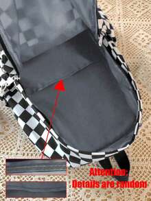 1 件装 大容量书包，带笔记本电脑隔层，时尚百搭，多功能背包，简约格子尼龙学校背包，带可调节肩带和多个口袋和防水书包，轻便便携式拉链包，休闲旅行背包，非常适合毕业生、旅行、初中、高中和大学 - 黑色 - 查看 4