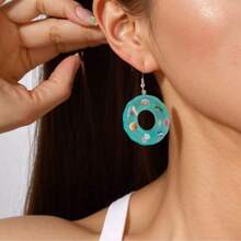 1 Pair Mini Cute Swimming Ring Earrings For Women, Suitable For Beach, Travel And Holiday Wearing