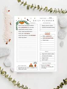 Trees 1pc Magnetic Fridge Planner, 52 Pages Magnetic Meal Planner, Durable Back, Shopping List, Ideal For Kitchen Organization, Meal Planning, Family Planning, Reminders And Fridge Notes - Multicolor - View 2